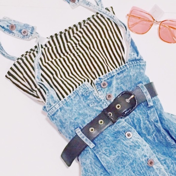 Vintage Dresses & Skirts - Vintage Timely Trends Denim Overalls  Dress/Skirt